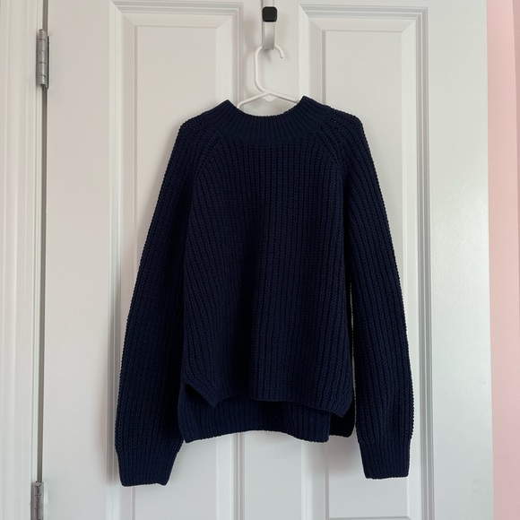 Old Navy Girls’ Navy Chenille Mock Neck Sweater - Picture 1 of 3